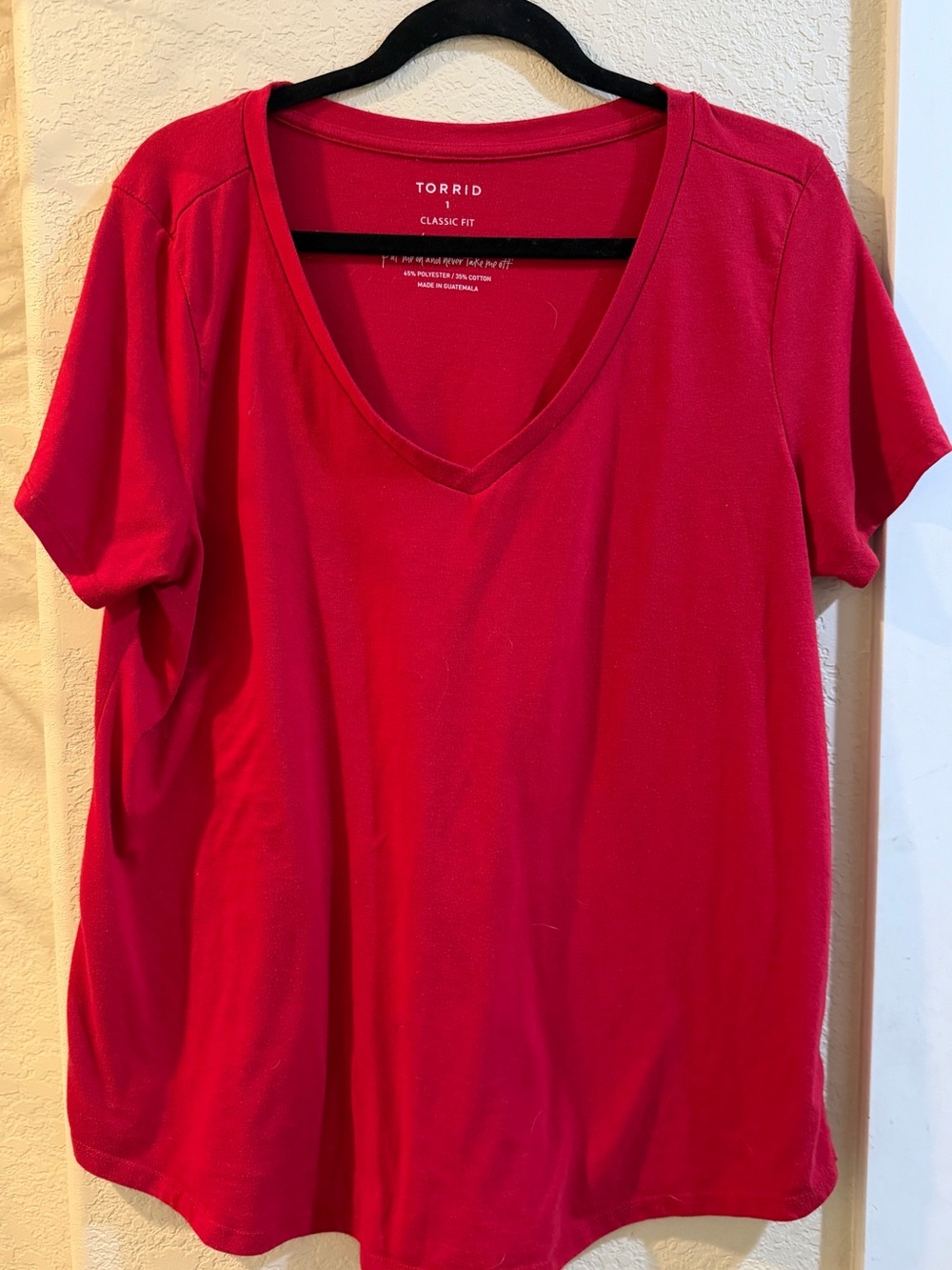 torrid V-Neck Short Sleeve Tee in Bright Red